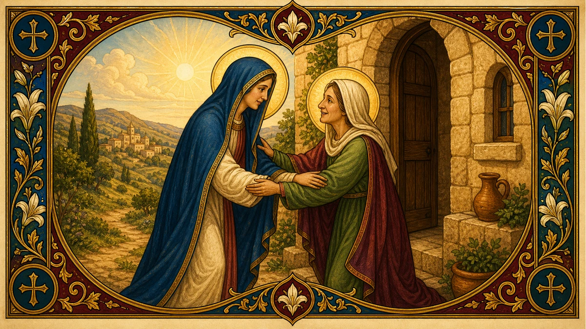 Devotional artwork for The Visitation, a Rosary mystery.